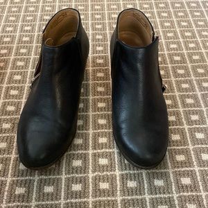 Black Leather Vionic Ankle Boots